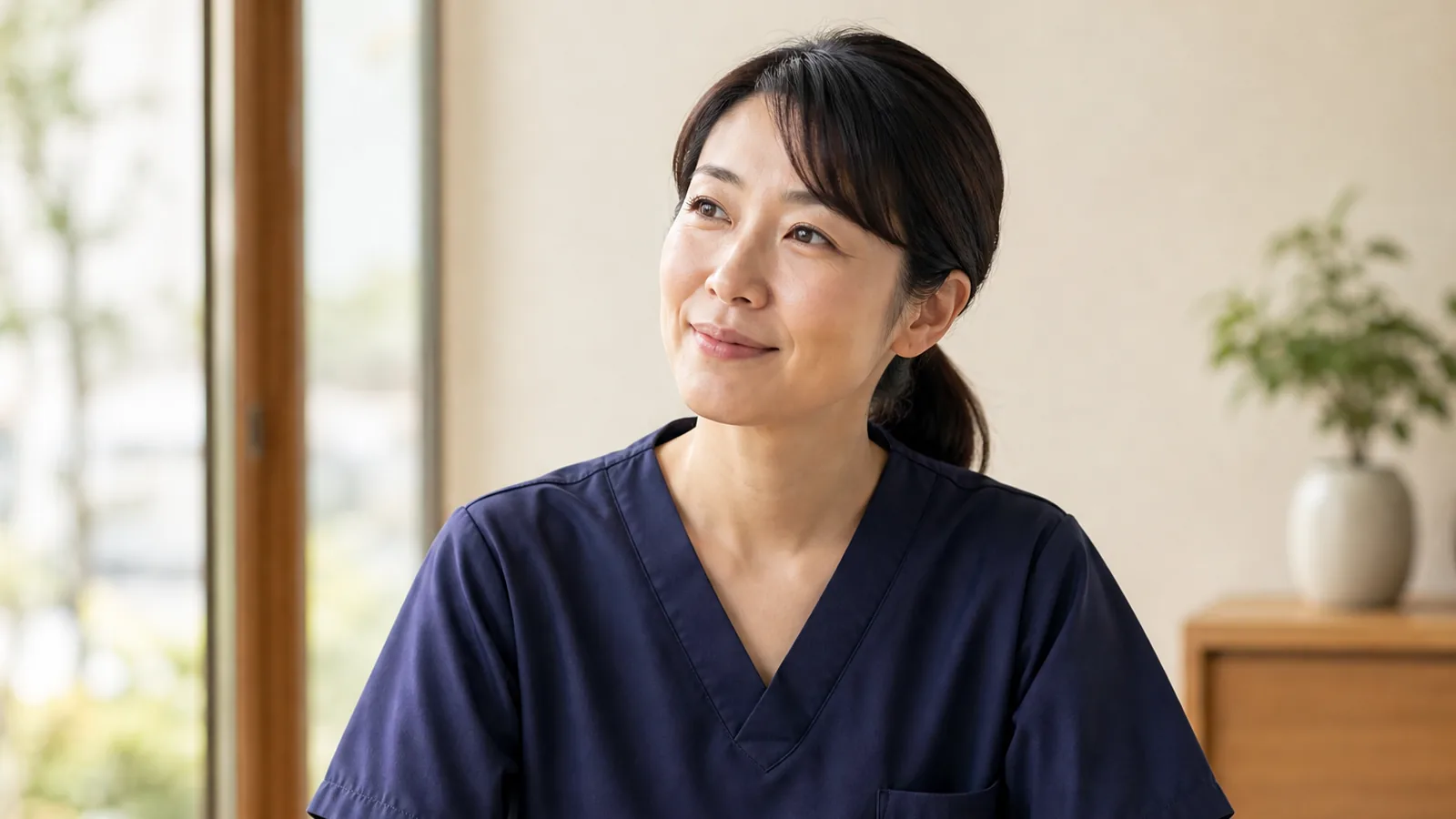 看護師／訪問看護ステーション 空のいろのスタッフが訪問先で対応する様子